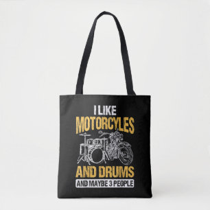 Drummer Drumming I Like Motorcycles And Drums Tote Bag
