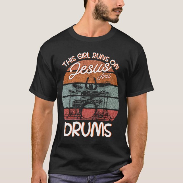 Drummer Drumsticks Instrument Drum Kit T-Shirt (Front)