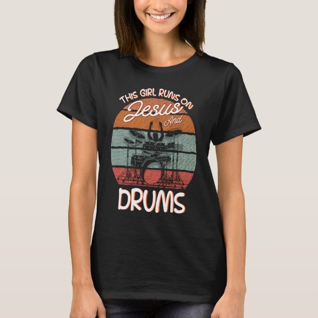 Drummer Drumsticks Instrument Drum Kit T-Shirt (Front)