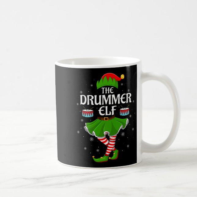 Drummer Elf Christmas Family Girls Women Elf Squad Coffee Mug (Right)