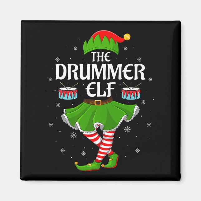 Drummer Elf Christmas Family Girls Women Elf Squad Magnet (Front)