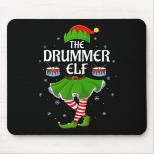 Drummer Elf Christmas Family Girls Women Elf Squad Mouse Mat