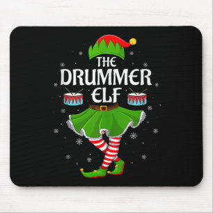 Drummer Elf Christmas Family Girls Women Elf Squad Mouse Mat