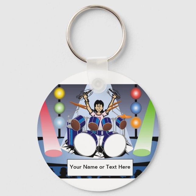 Drummer - Female Cartoon by PrintedPerfection.com  Key Ring (Front)