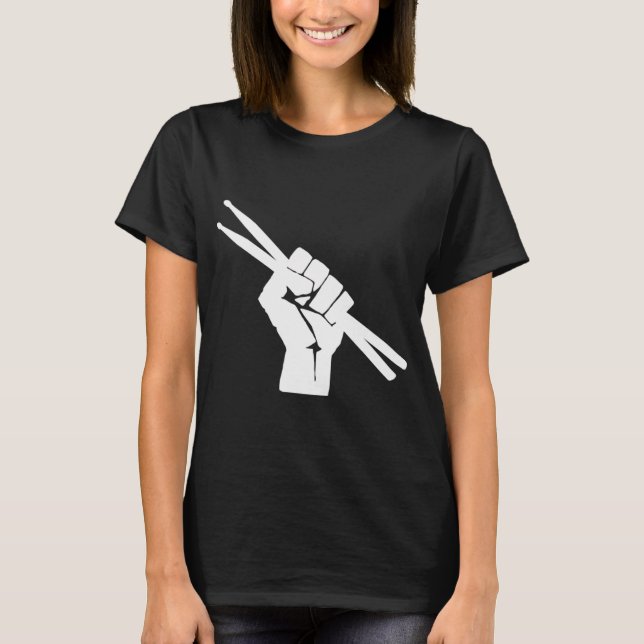 Drummer Fist With Drumsticks T-Shirt (Front)