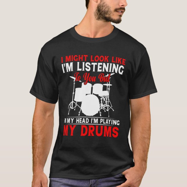 Drummer for Men Women Drum Player Percussion T-Shirt (Front)