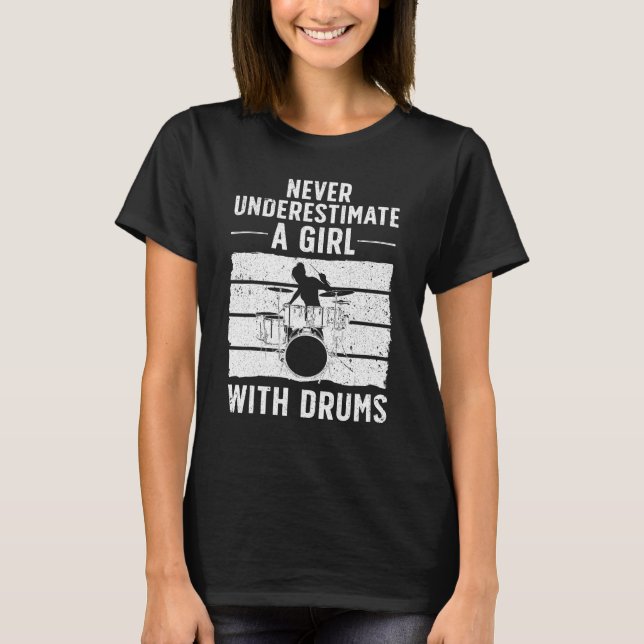 Drummer For Women Girls Kids Drums Player T-Shirt (Front)