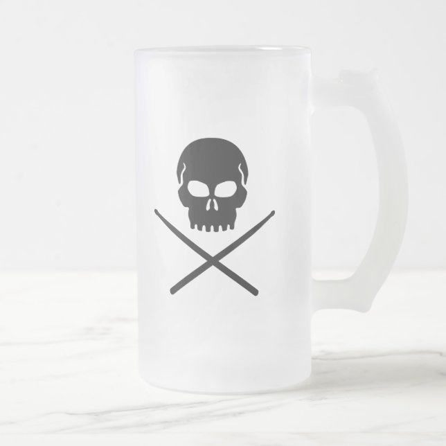 Drummer Frosted Glass Beer Mug (Right)