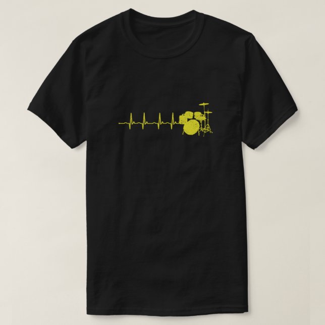 Drummer Gift Drum Kit Heartbeat Musician Gift T-Shirt (Design Front)