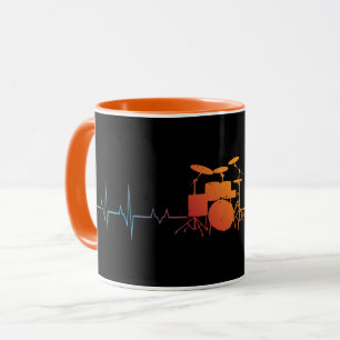Drummer Gift Heartbeat Musical Instrument Drums Mug