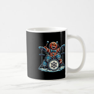 Drummer Gingerbread Playing Drums Funny Christmas Coffee Mug