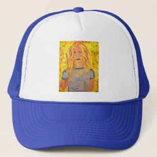 drummer girl art trucker hat
