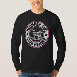 Drummer Girl Club Member Women Drums Vintage Mom D T-Shirt
