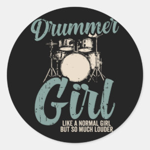 Drummer Girl   Drums Drummer Gift Classic Round Sticker