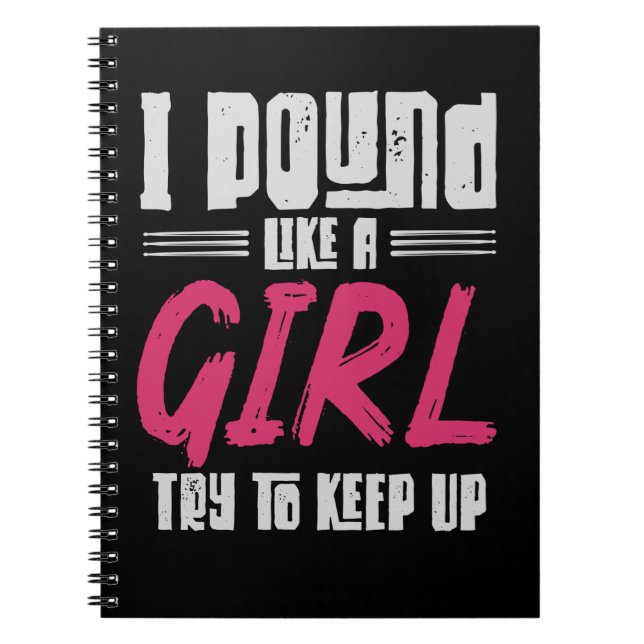 Drummer Girl Drumset Female Drum Musician Notebook (Front)