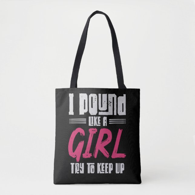 Drummer Girl Drumset Female Drum Musician Tote Bag (Front)