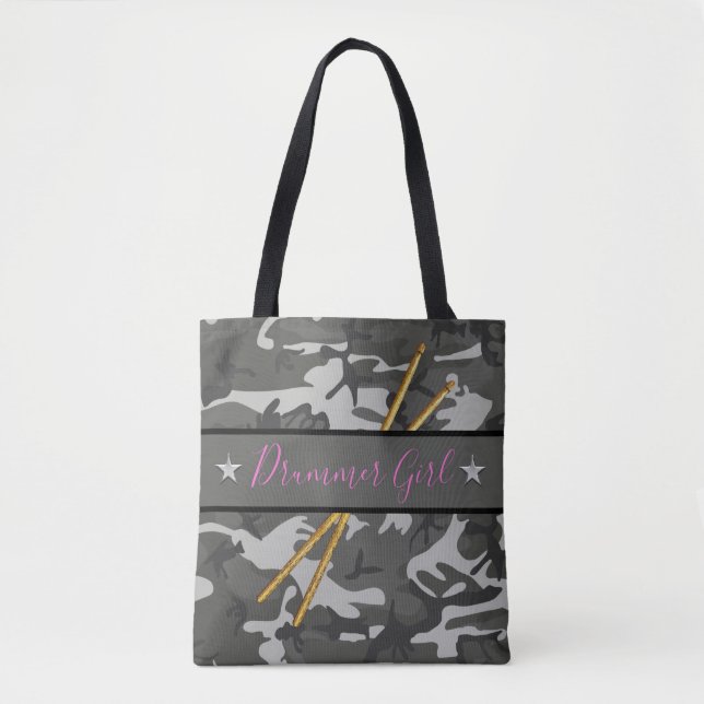 Drummer Girl Drumsticks Percussion Band Drumming  Tote Bag (Front)