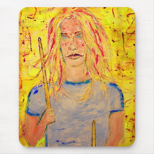 drummer girl rocks mouse mat (Front)