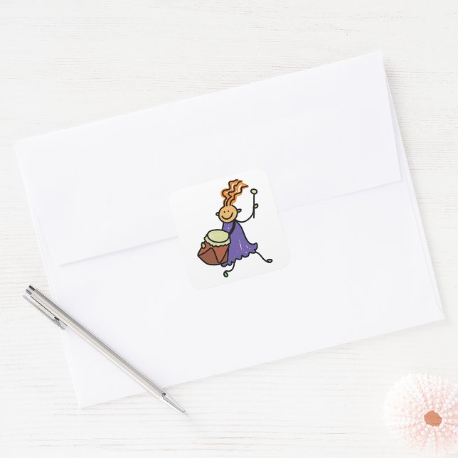 Drummer Girl Square Sticker (Creator Uploaded)