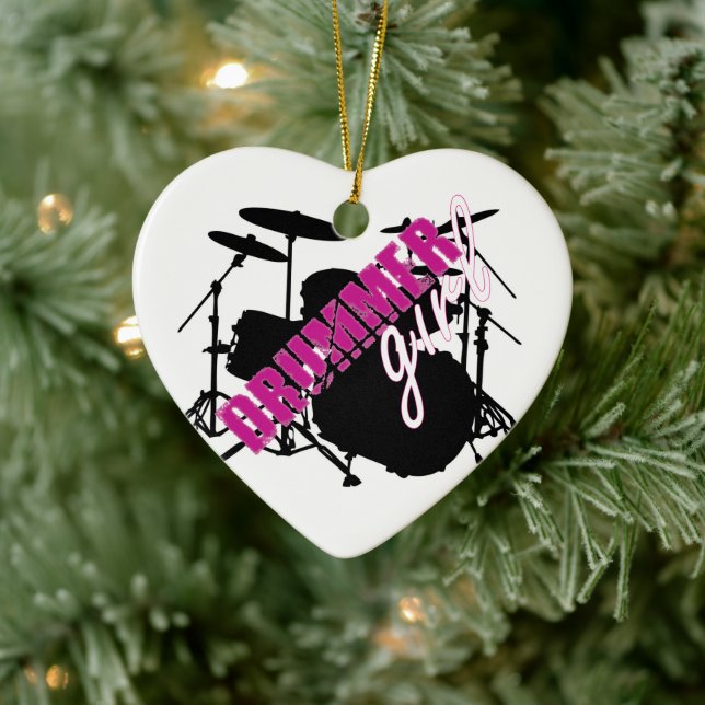 Drummer Girl Sticker Ceramic Tree Decoration (Tree)