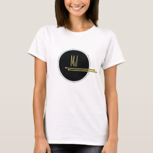 Drummer Girl T-shirt   Rock Music Drums Monogram