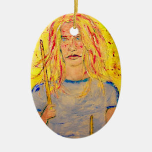 drummer girl upclose ceramic tree decoration