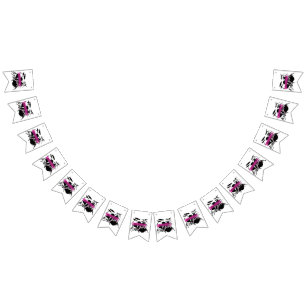 Drummer Girl with Fun Purple and Black Grunge Text Bunting