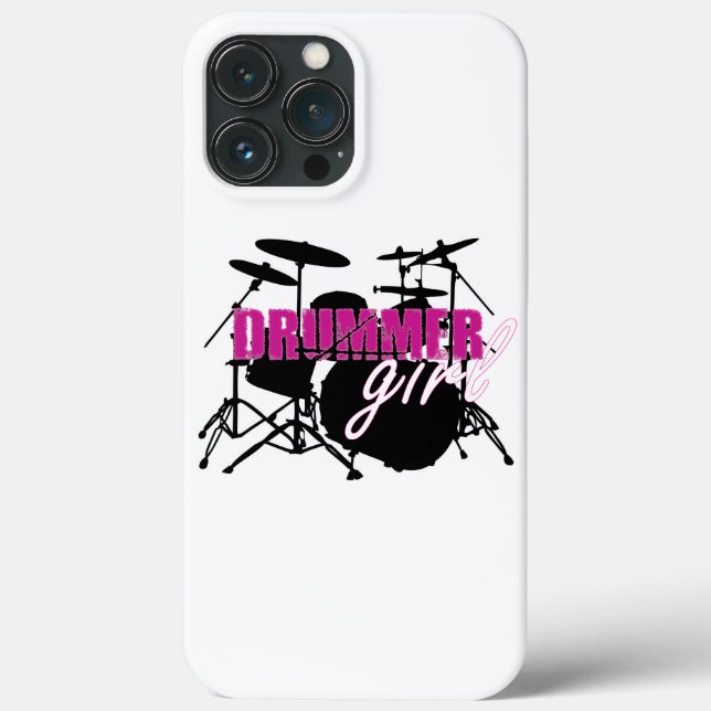 Drummer Girl with Fun Purple and Black Grunge Text Case-Mate iPhone Case (Back)