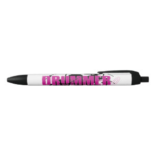 Drummer Girl with Fun Purple and Black Grunge Text Ink Pen