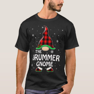 Drummer Gnome Buffalo Plaid Matching Family Christ T-Shirt