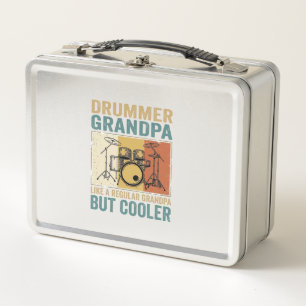 Drummer Grandpa Like a Regular Grandpa But Cooler  Metal Lunch Box