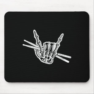Drummer Halloween Skeleton Hand Rock and Roll Drum Mouse Mat