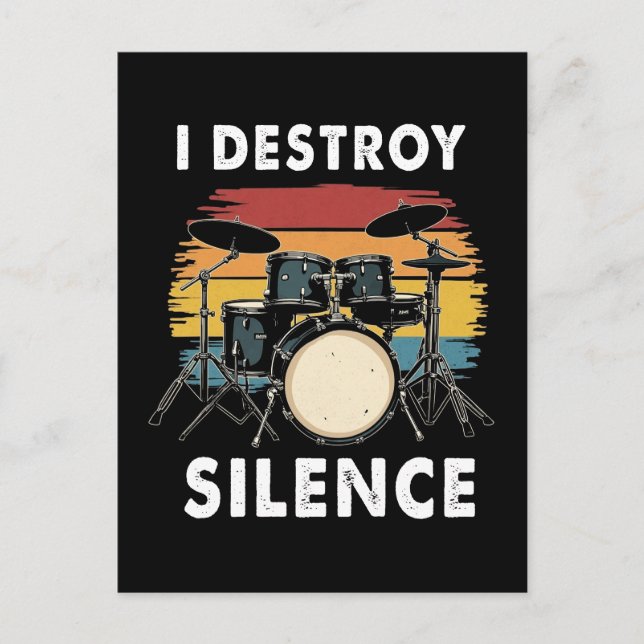 Drummer I Destroy Silence Drum Holiday Postcard (Front)