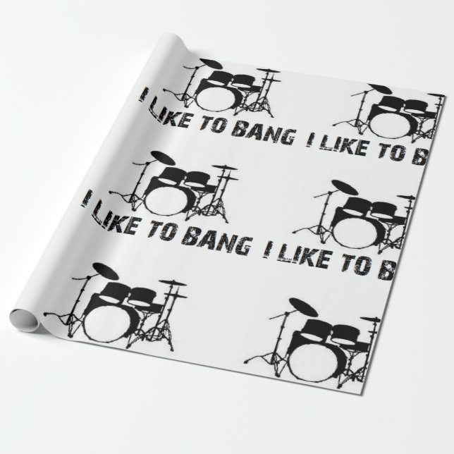 Drummer I like to bang drum drums funny xmas Wrapping Paper (Unrolled)