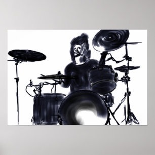 Drummer in action - dark poster