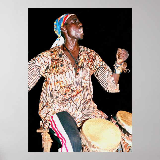 Drummer in Banjul, The Gambia, West Africa Poster (Front)
