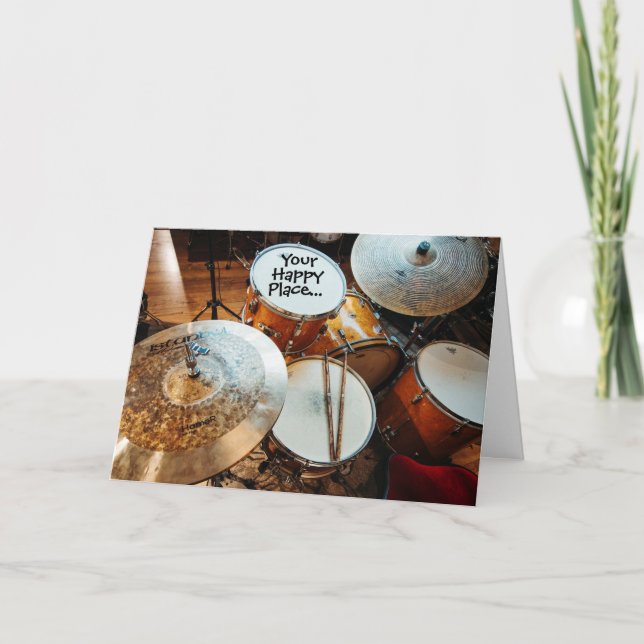 Drummer in Their Happy Place Get Well Soon Card (Front)