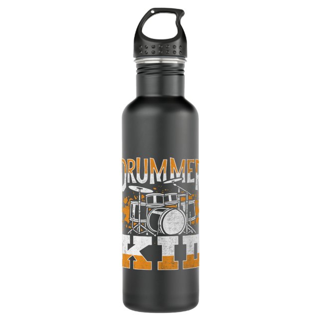 Drummer Kid Drumming Drumsticks Musician Rock Musi 710 Ml Water Bottle (Front)