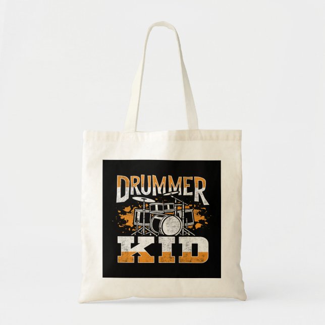 Drummer Kid Drumming Drumsticks Musician Rock Musi Tote Bag (Front)