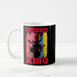 Drummer King Drums Kit Trap Set Snare Bass Hi-Hat  Coffee Mug