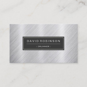 Drummer - Modern Brushed Metal Look Business Card