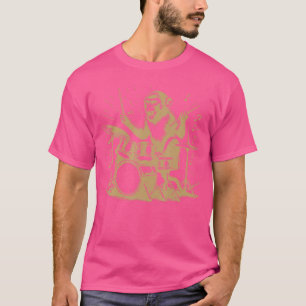 Drummer Monkey Playing Drums Vintage Art Monkey On T-Shirt