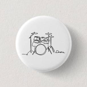 Drummer Music Design One-Line Drums  3 Cm Round Badge