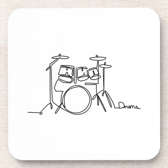 Drummer Music Design One-Line Drums  Coaster (Front)