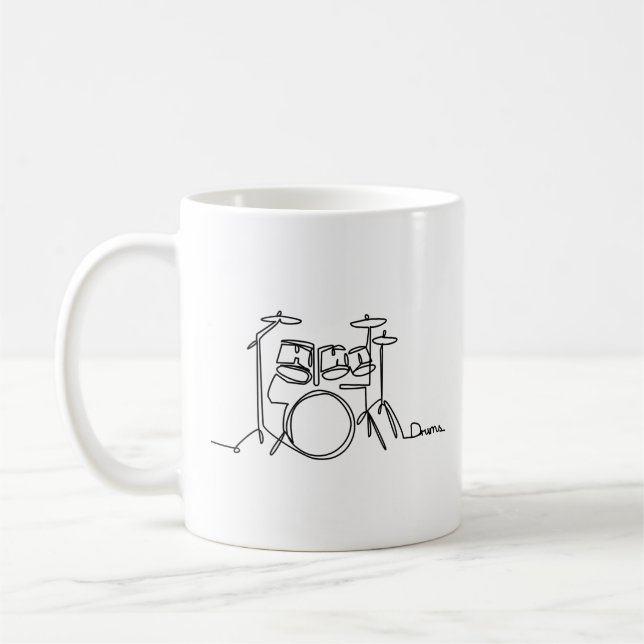 Drummer Music Design One-Line Drums  Coffee Mug (Left)