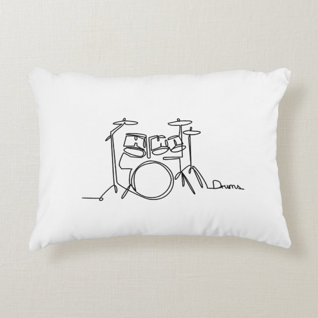 Drummer Music Design One-Line Drums  Decorative Cushion (Front)