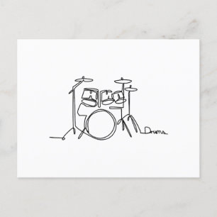 Drummer Music Design One-Line Drums Holiday Postcard