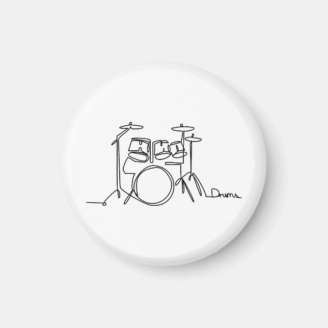 Drummer Music Design One-Line Drums  Magnet (Front)