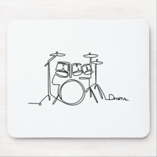 Drummer Music Design One-Line Drums Mouse Mat