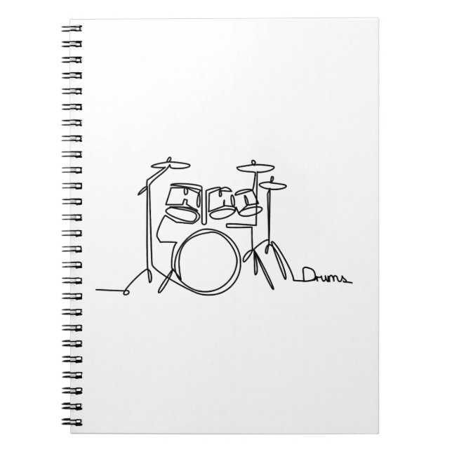 Drummer Music Design One-Line Drums  Notebook (Front)